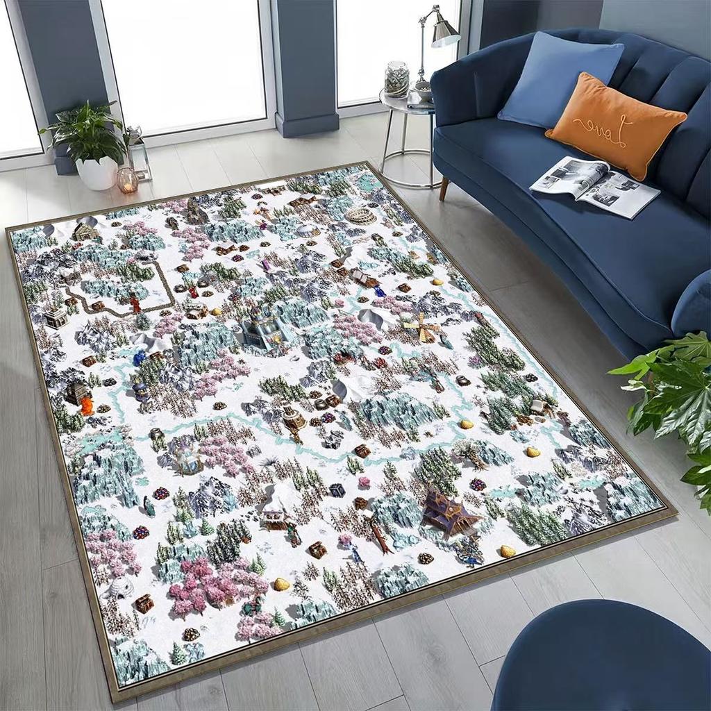 Retro Heroes of Might and Magic Map Games Art Rug for Bedroom Living Room Sofa Home Doormat Decor,Large Kids Non-slip Floor Mat