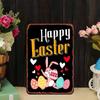 Tin Sign Retro Easter Rabbit Floral Wall Art Home Holiday Decor Metal Poster