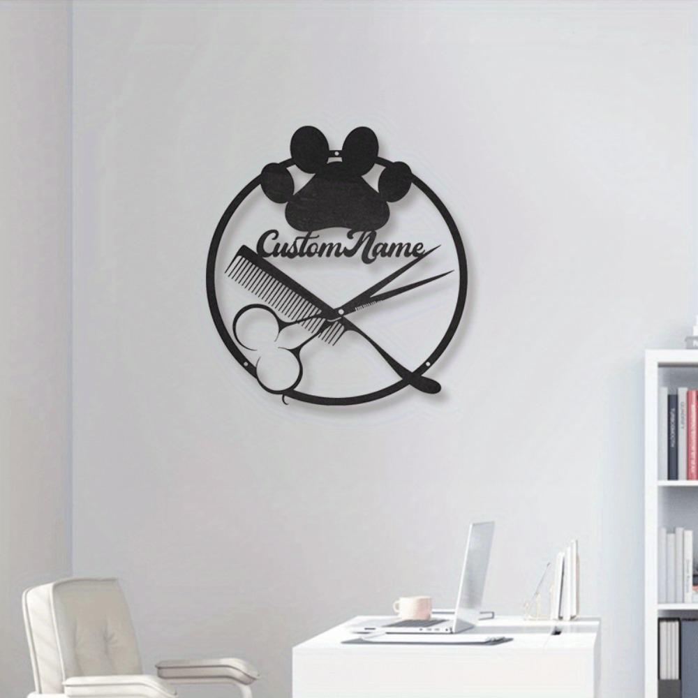 Personalized Dog Groomer Metal Wall Art Custom Name Barber Shop Decor Pet Salon Sign Contemporary Home Sculpture