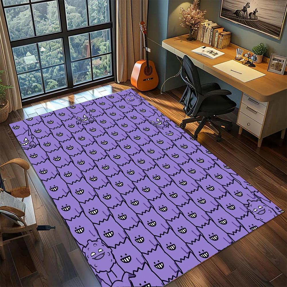 Pokemon Pikachu Gamer Room Rug Carpet Large Area Non Slip Washable Floor Mat Bedroom Home Decor.-TING