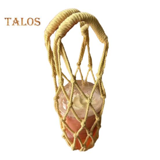 Bolsa bandolera tejida a mano para tazas, portavasos reutilizable tejido a mano, portavasos de té y café frío, fundas decorativas para vasos de agua