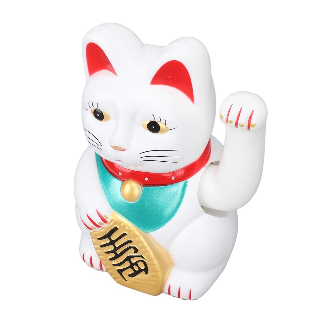 Glückskatze mit winkendem Arm, 17,8 cm, Kunststoff, batteriebetrieben, Reichtum willkommen heißend, Glückskatze