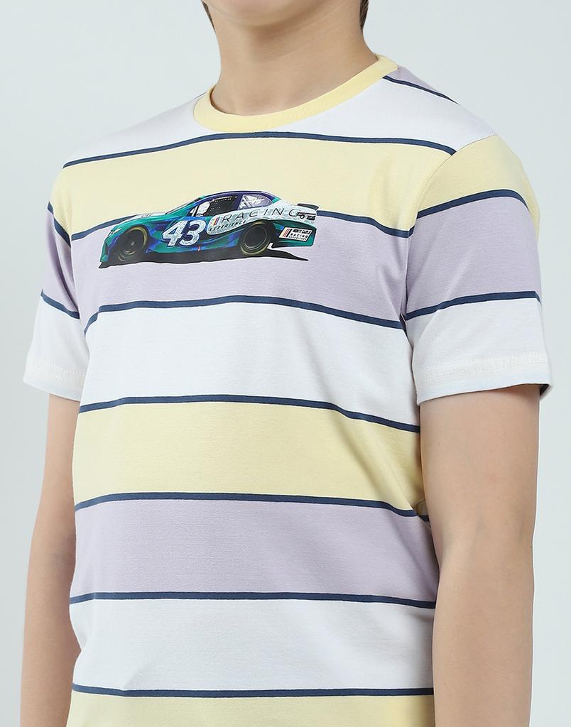 Monte Carlo Boy's Striped Pattern Regular Fit Half Sleeve T-Shirt