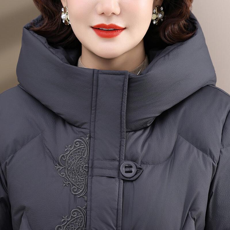 Xuezhongfei Women's Embroidered Hooded Winter Down Jacket