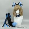 Süßes Katzenohren-Stirnband mit Schwanz Spitzen-Schleifen-Kragen Set Lolita Cosplay Kostüm Zubehör