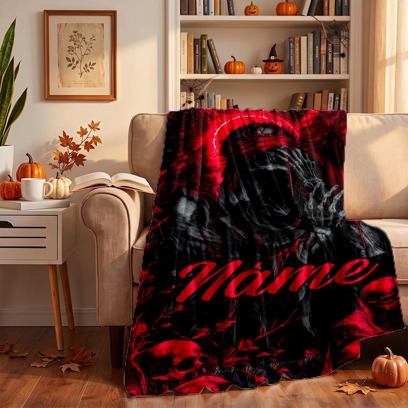 Dark Gothic Custom Flannel Blankets Soft Warm Cozy Throws for Home Decor Holiday Gifts