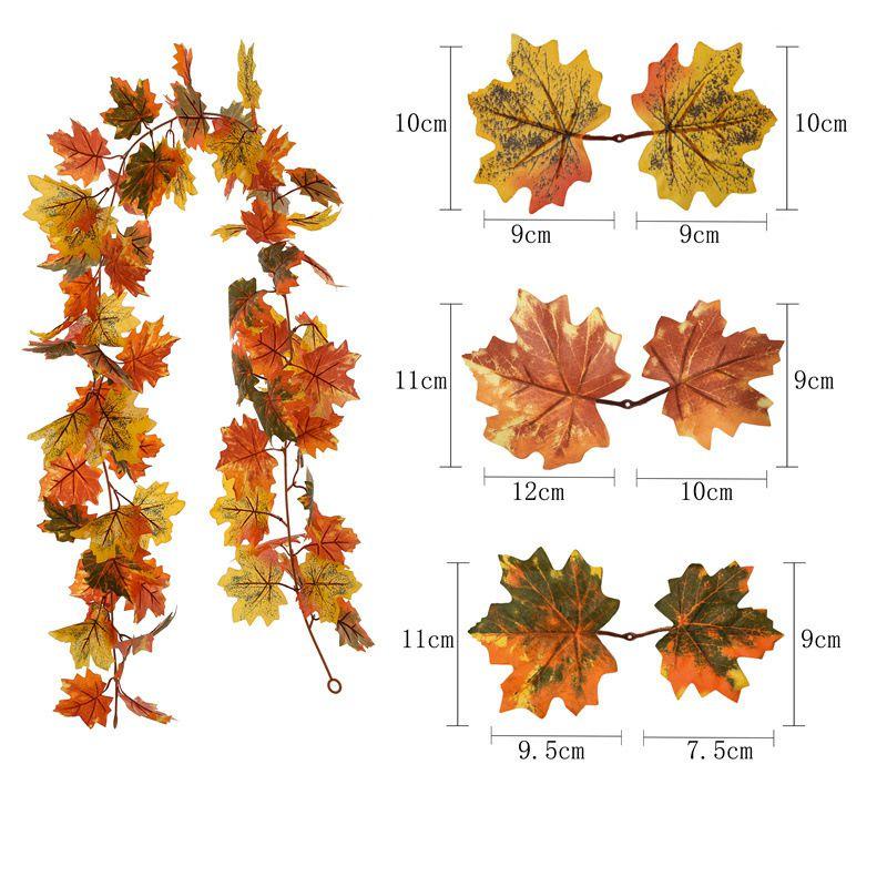 Artificial Autumn Fall Maple Leaves Garland For Home Party Decoration Vibrant Colors 175cm Long