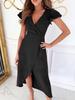 2025 V-neck Waist-Cinching Ruffle Sleeve Summer Dress