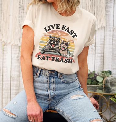 Live Fast Eat Trash Shirt Funny Raccoon Shirt Racoon Gifts Raccoon Meme Shirt Opposum Shirt Possum Gifts Animal Lover Gift Trash Panda Shirt