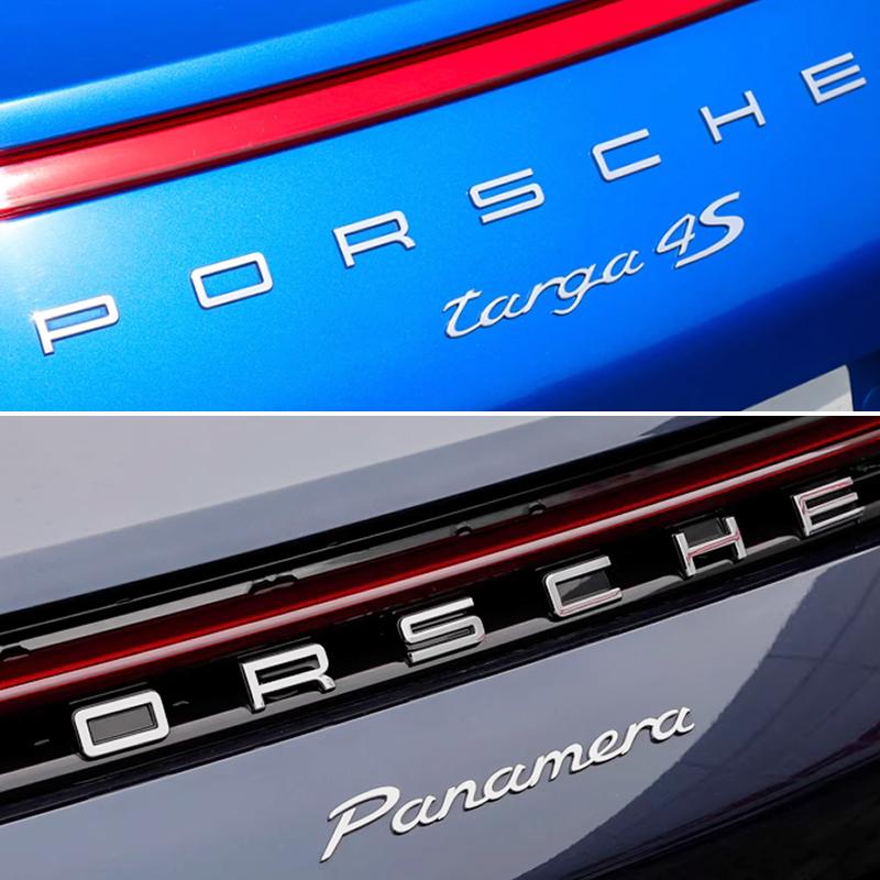 3D Metal Car Trunk Emblem Decal Letters Sticker Badge Accessories For Porsche Cayenne Panamera Macan 911 718 Taycan Boxster