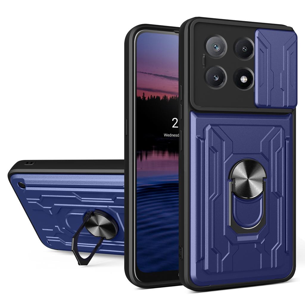 For Xiaomi Redmi K70E 5G/Poco X6 Pro 5G Case PC+TPU Kickstand Phone Back Cover with Camera Slider