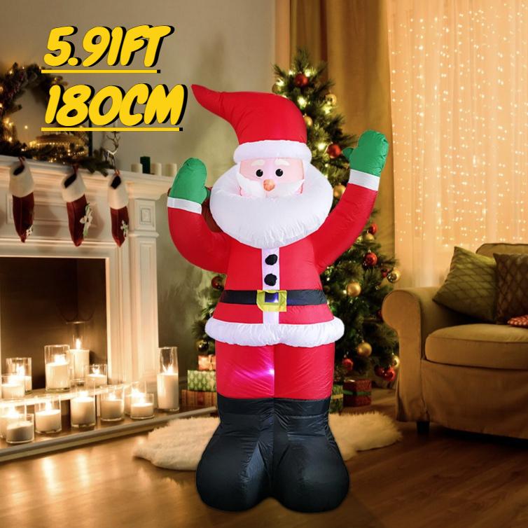 5.91FT Christmas Inflatable Toys with LED Light Backpack Santa Claus Supplies Home Ornaments Festive Gift Xmas Yard  Decorations