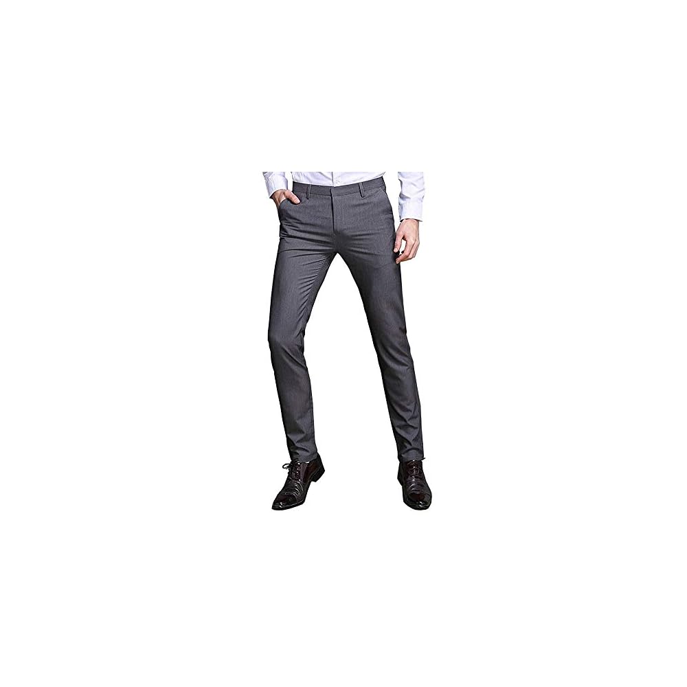 HeiKi Men's Slim-Fit Business Slacks, Glossy Finish, Flattering Fit, Autumn Commuting Long Pants,