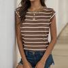 Summer Women's Classic Striped Sleeveless T-shirt Casual Versatile European American Style Tops