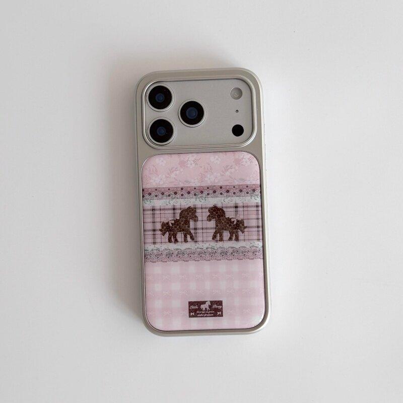 

Чехол для телефона Ins Girl Розовый Клетка Цветок Лошадь для iPhone 17 16e 16 15 14 13 12 11 Pro Max X XR Air Plus Роскошный Прозрачный Мягкий Чехол iPhone 17