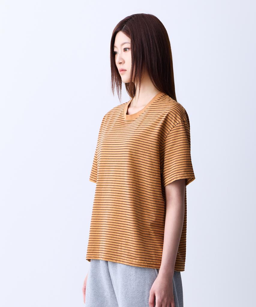ADERNM Summer Daily Striped Crop T-Shirt Camel