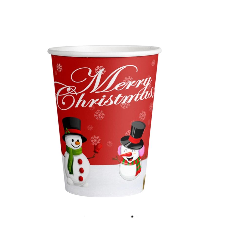 Christmas Themed Party Decoration, Christmas Snowman Paper Cup, Paper Tray, Knife, Fork, Spoon