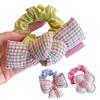 Hair Tie Dot Plaid Print Handcrafted Bow Flower Design Hair Rope Soft Fabric High Elasticity Pastoral Style Hair Band Hair Accessory