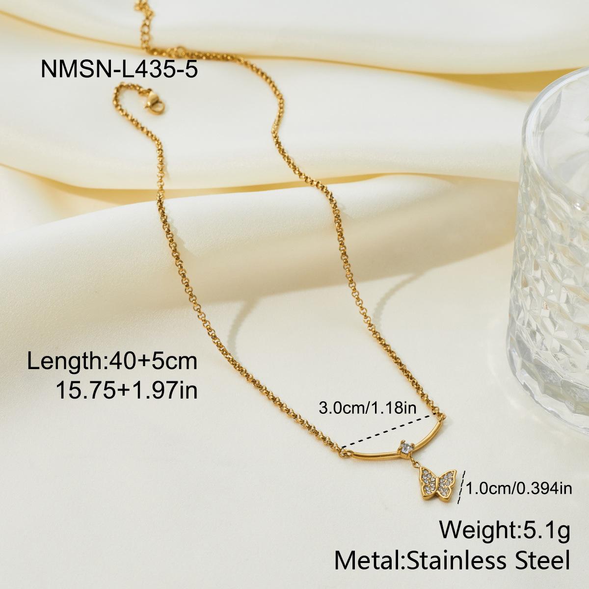 GEMCHIC Women s Stainless Steel Double Layer Butterfly Necklace Fashion Layered Choker Chain