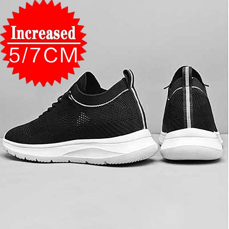 Unisex 5 7CM Height Increase Breathable Mesh Casual Shoes Lightweight Comfortable Elevator Sneakers for Men Women Walking Shoes
