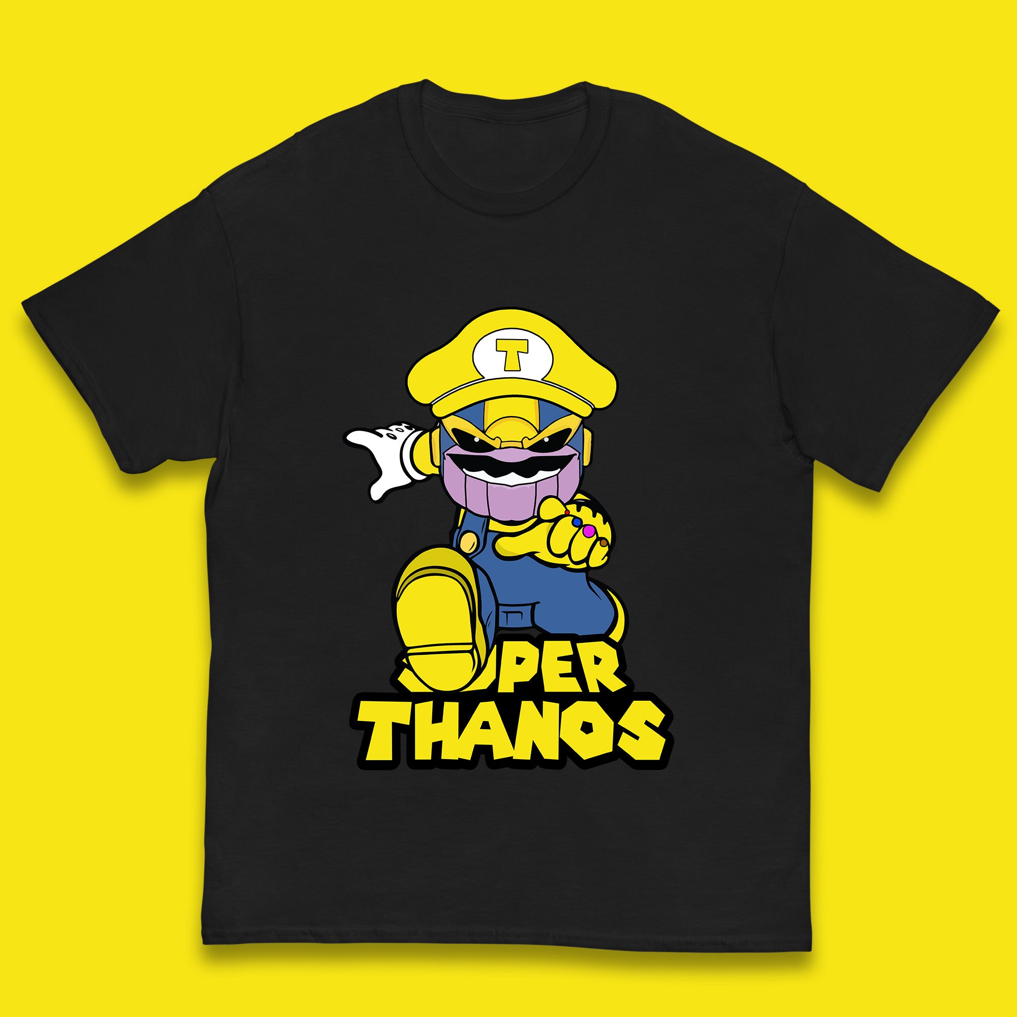Super Thanos Marvel Infinity Gauntlet Super Mario Spoof Marvel Nintendo Game Series Wario Thanos Fictional Character Kids T Shirt 120