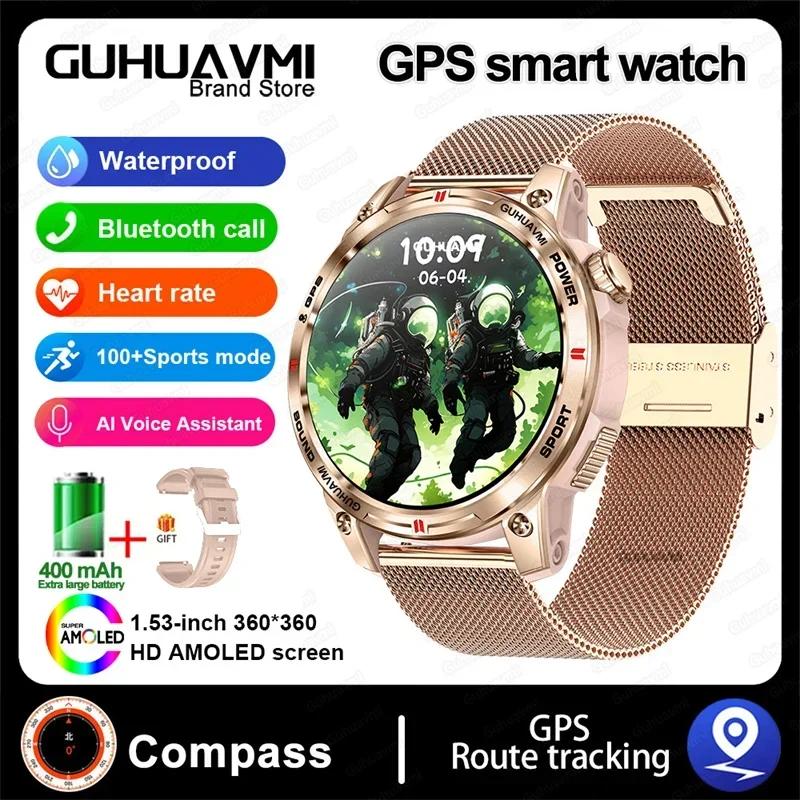 2024 Neue GPS-Positionierung Smartwatch High-End Herrenuhr Bluetooth-Anruf Multi-Sport-Modus Kompass Wasserdichte Herren-Smartwatch