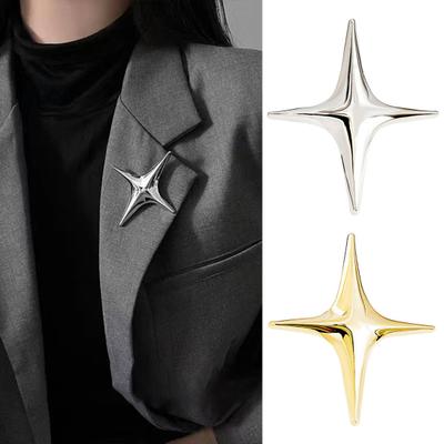 Brosche mit vierzackigem Stern aus Metall, eleganter Luxus-Farb-Business-Anzug
