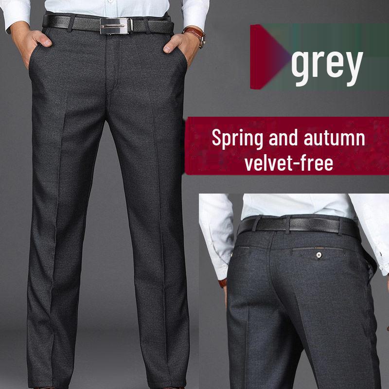 Pánské zesílené sametové volné rovné ležérní kalhoty na podzim a zimu - Ideální pro střední a starší dospělé