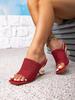 Women's Red Irregular Heel Sandals - Stylish, Comfortable High Heels for Parties