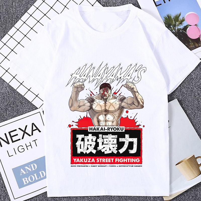 Harajuku Japan Anime Baki The Grappler T Shirt Fighting Animation Yujiro Hanma Manga Tshirt Men Clothes Summer Streetwear Tees
