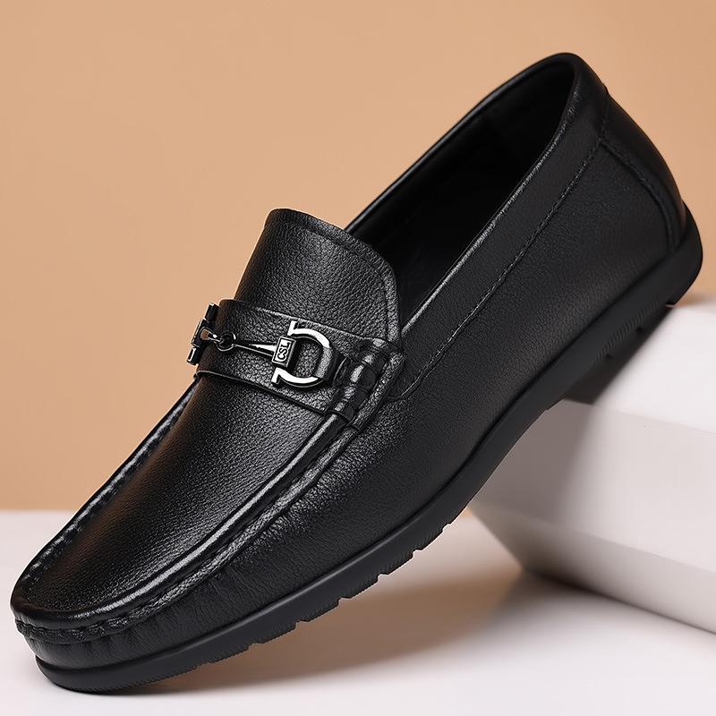 Herren Lederschuhe Doudou Schuhe echtes Leder Herrenschuhe Sommer neu atmungsaktiv lässig weiche Sohle bequem ein Pedal Fabrik Anpassung