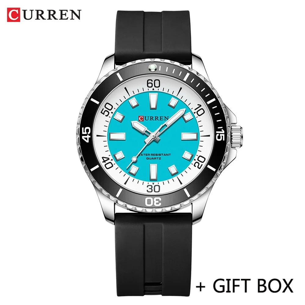 CURREN Sport Men Watch Top Brand Luxury Military Army Waterproof Male Clock Orange Silicone Quartz Original Man Wristwatch 8448