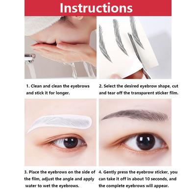 Samolepka na obočí 4D Vlasové Obočí Make-up Voděodolná Tetovací Samolepka na Obočí Dlouhotrvající Přírodní Falešné Samolepky na Obočí Kosmetika