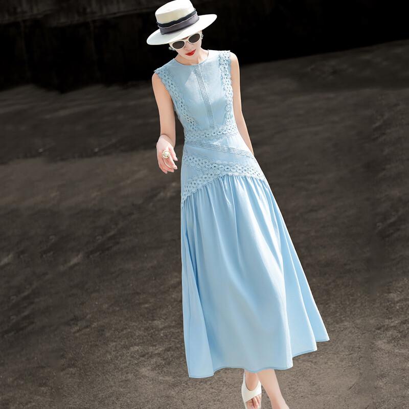 Lanseer 2026 Summer Lace Hollow A-Line Dress M