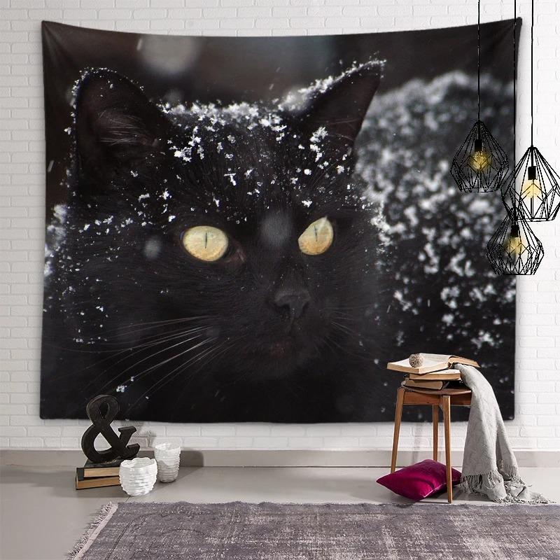 Украшение стены дома Гобелен Красивый кот Подвесной Ткань Офис Гостиная Гобелен 100x75cm — фото 5