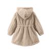 Girls' Fashionable Casual Solid Color Plush Warm Cardigan Long Sleeved Hooded Jacket