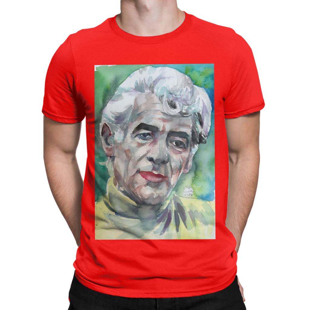 Lleonard Bbernstein Watercolor Portrait Funny 100 Cotton Tshirt Lleonard Bbernstein Tees Tops For Unisex