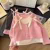 Girls T-shirts Spring Autumn Casual Tops for Kids Fake Two-piece Children Undershirts Long-sleeved Toddler Bottom Baby Outfits