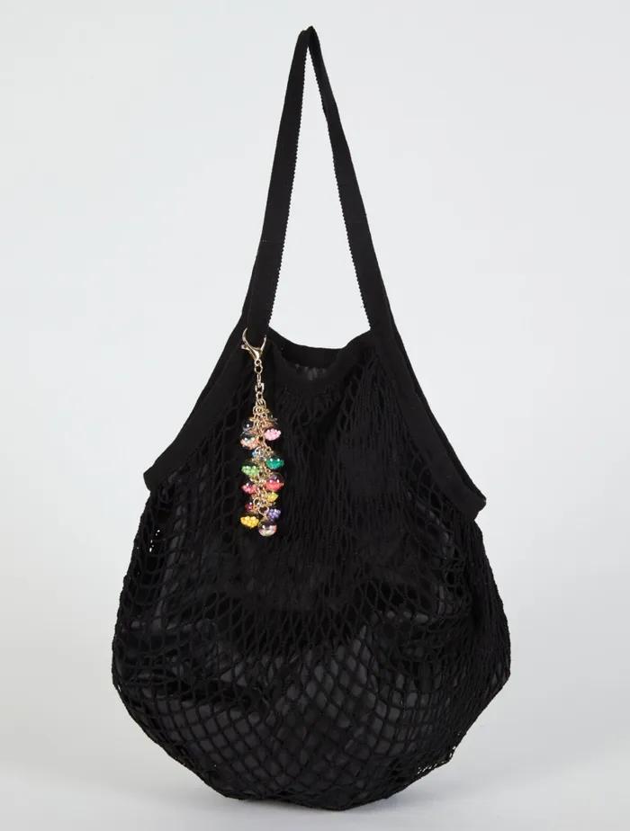 Lara Charm Mesh Bag - BLACK