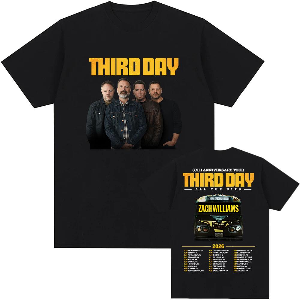 Third Day Third Day 30th Anniversary Tour 2026 T-shirt Unisex Streetwear Cotton Short Sleeve Tshirts All The Hits Print Tee