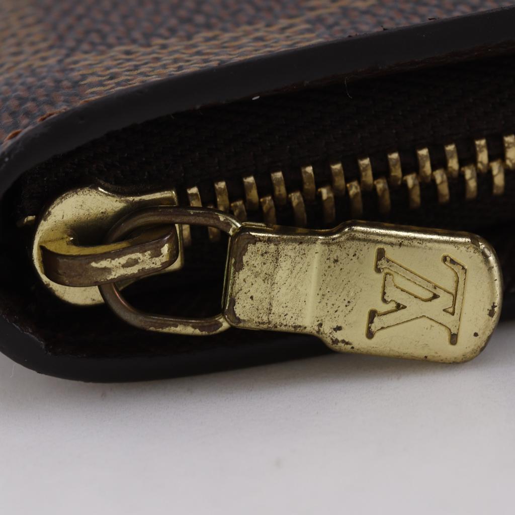 Louis Vuitton Portonet Zip Purse N61728 Zip Around Brown Damier Canvas Unisex Used