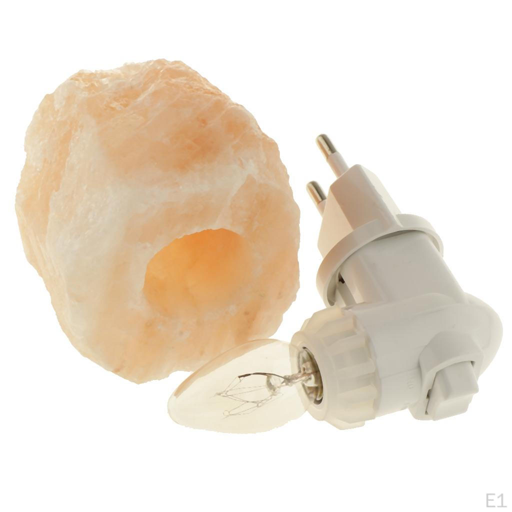 Salt Night Light Wall Lamp Crystal Home Decor EU Plug Natural