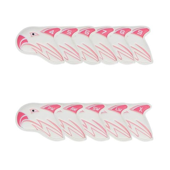 11Pcs Golf Club Cover Faux Leather Club Protective Headcovers Eagle Pattern Golf Iron Wedge Head Cover Golf Accessories for All Golf Clubs