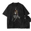 New ACID WASH TEE Attack on Titan Printed Tshirt Mens and Womens Washed Tshirt High Quality Vintage Cotton Tshirt Top