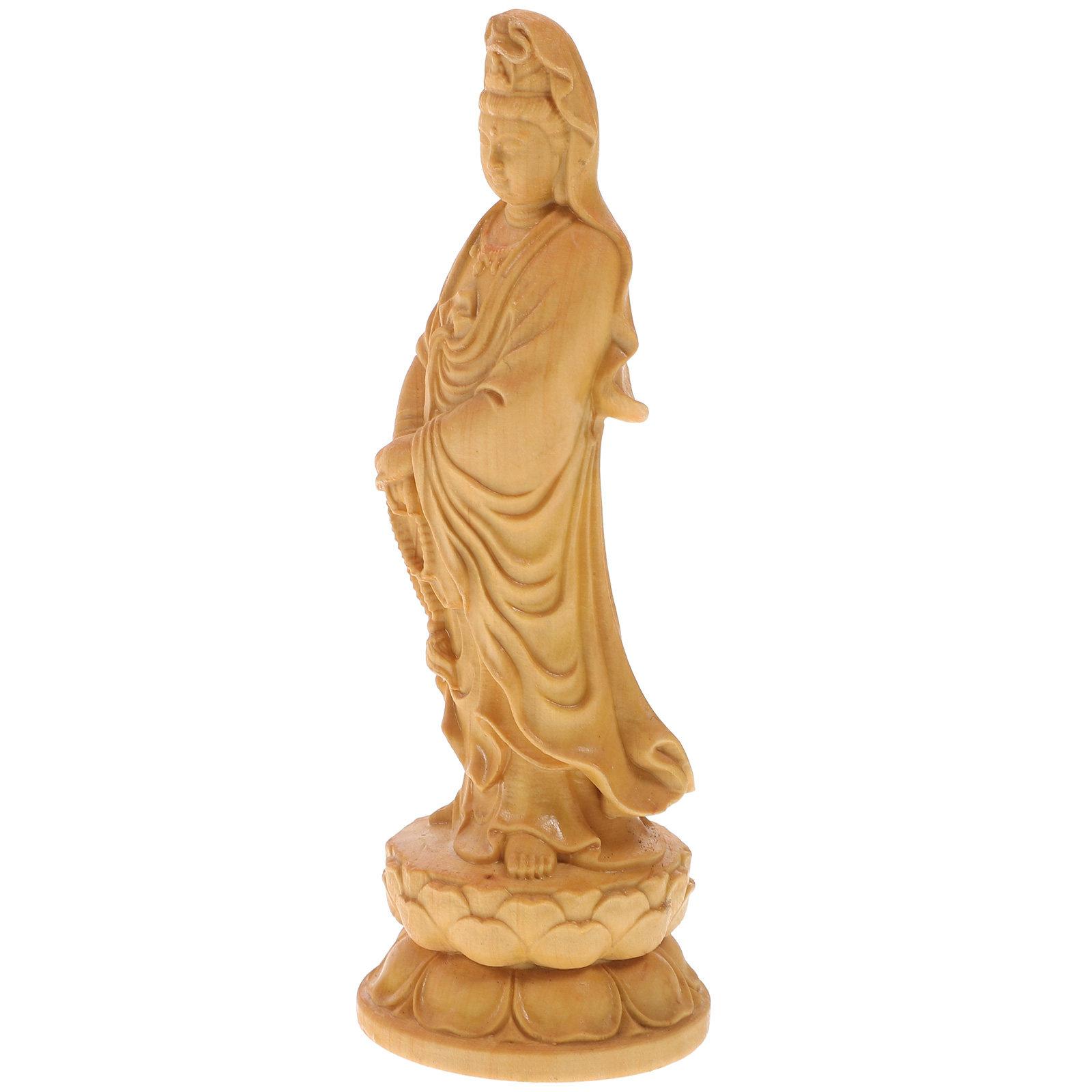

Handcrafted Boxwood Yin Statue Elegant Wooden Buddha Decor for Home Office Living Room Desktop Cabinet Sacrificing China Mainland