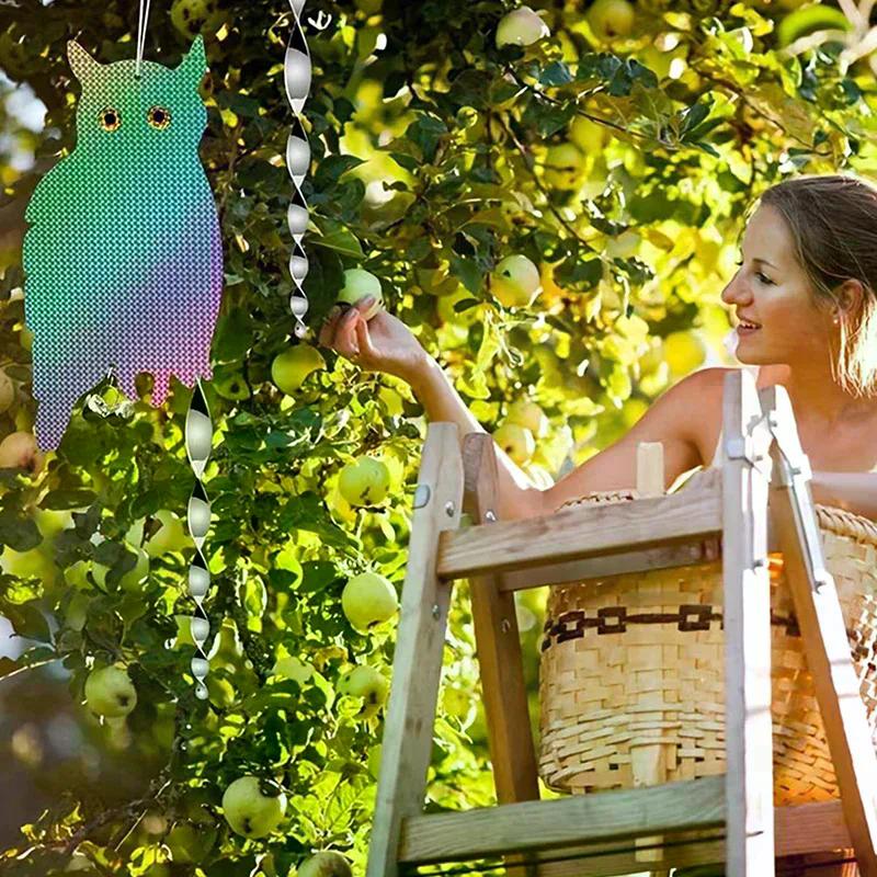1/2/4/6PCS Reflective Owl Fake Hawk, Plastic Hanging Reflective Bird Repeller, Outdoor And Garden Decorative Wind Chime!