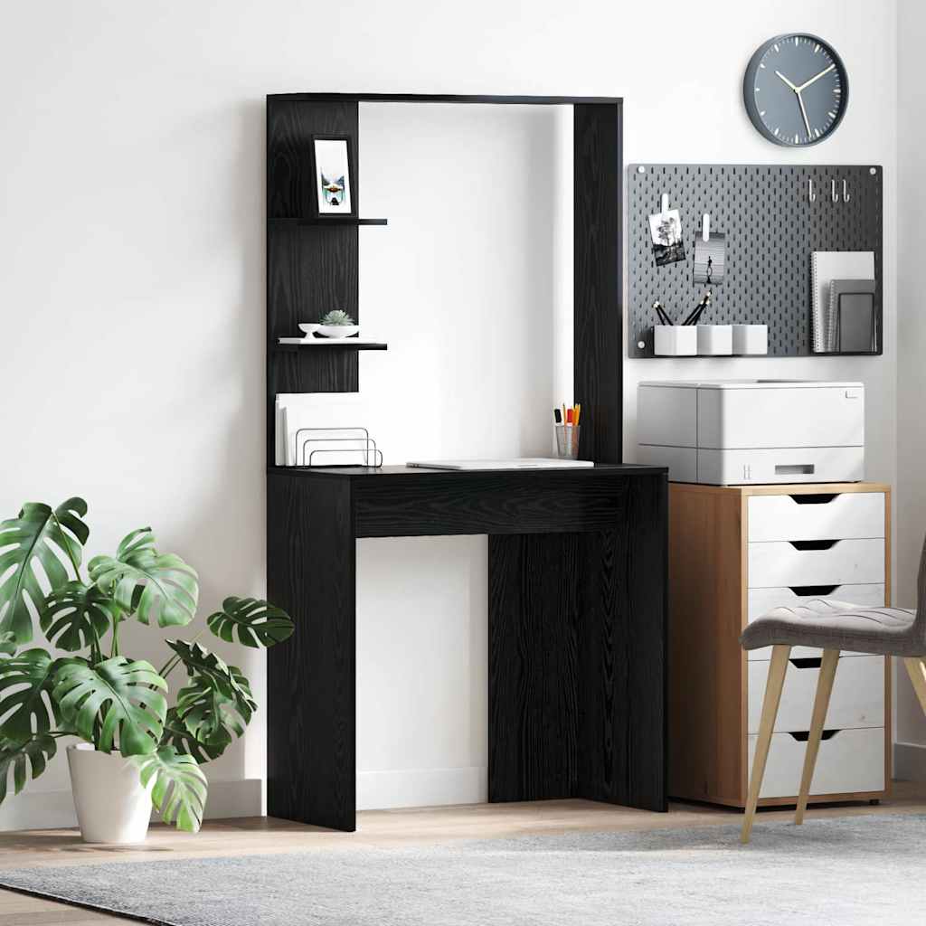 Desk Black Oak Look Engineered Wood