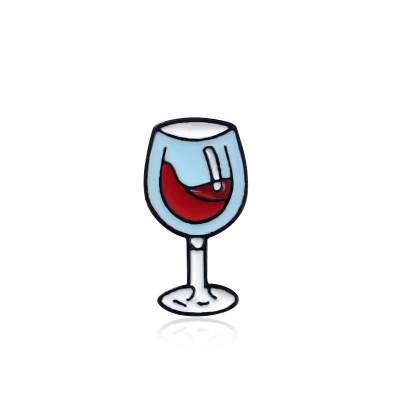 New Red Wine Bottle & Glass Drip Brooch - Wine Time Accessory