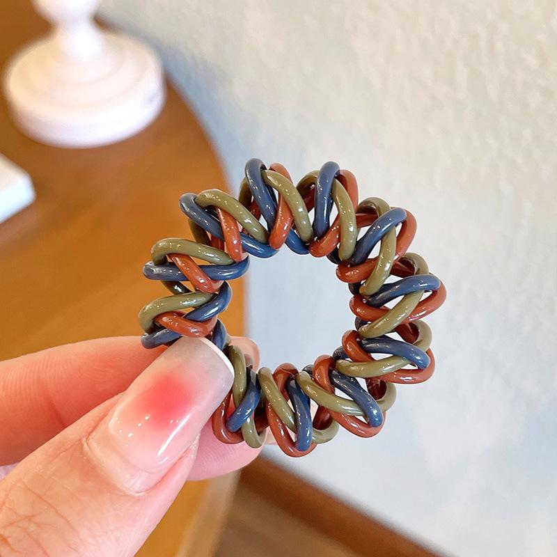 1PC Thick Telephone Women Wire Elastic Hair Band Colour Spiral Cord Stretch Rubber Band to Hold Heavy Girls Hair Accessories