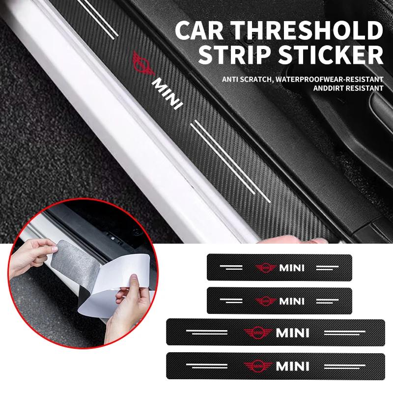 4Pcs Car Logo Threshold Strip Door Sill Protectio Sticker For MINI Cooper JCW WORKS R55 R56 F55 F56 R57 R58 R59 R60 R61 R50 ulqch44